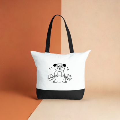 Pug Dog Bag - Large Zip Cotton Tote Bag